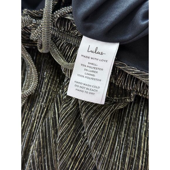 LULU'S Spotlight on You gold black long high slit sleeveless sexy maxi dress - Picture 10 of 11